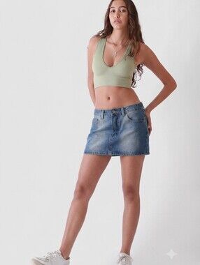 SHEIN Light Wash Denim Mini Skirt | Y2K Style Jean Skirt - Size XS / US 2